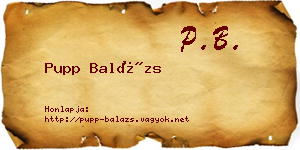 Pupp Balázs névjegykártya